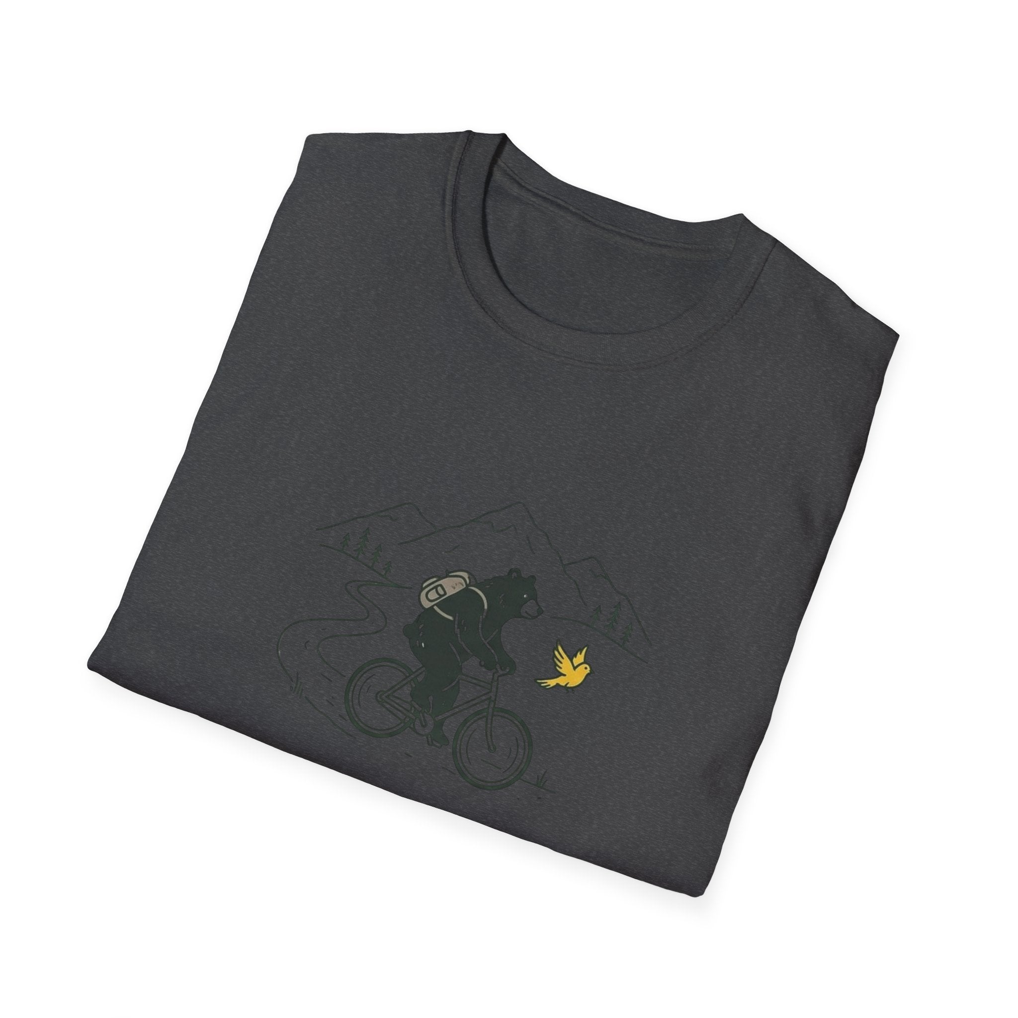 Bear On Bike Trail Unisex Softstyle T-Shirt