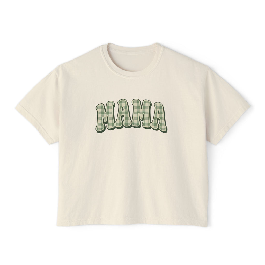 Retro Gingham style MAMA Women's Boxy Tee