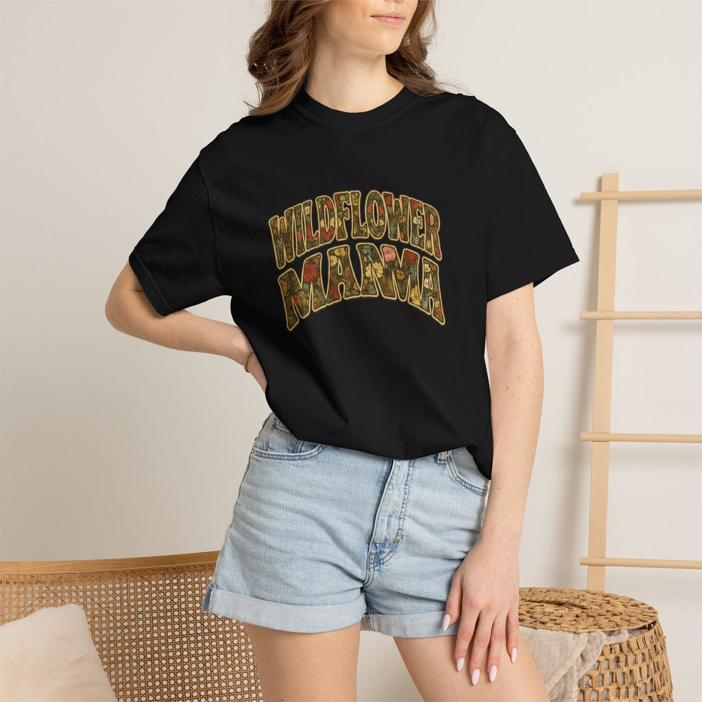 Wildflower Mama Retro Floral Design T-shirt
