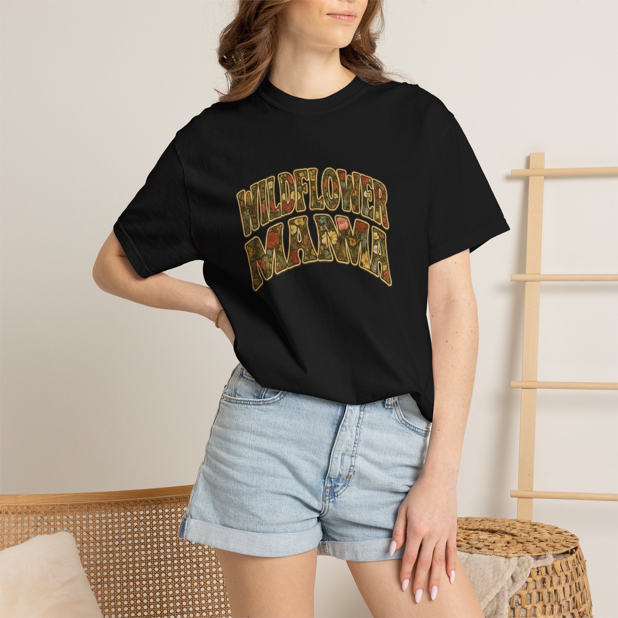 Wildflower Mama Retro Floral Design T-shirt