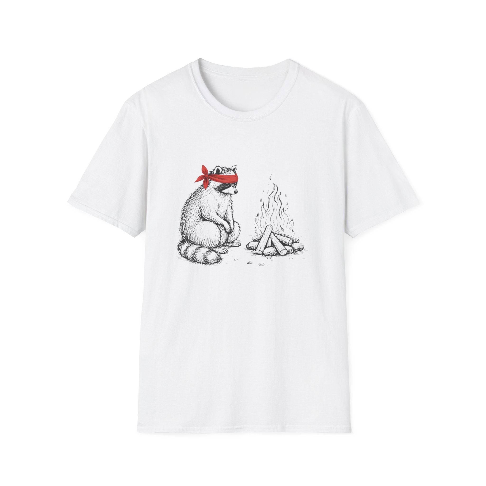 Raccoon Campfire Unisex Softstyle T-Shirt