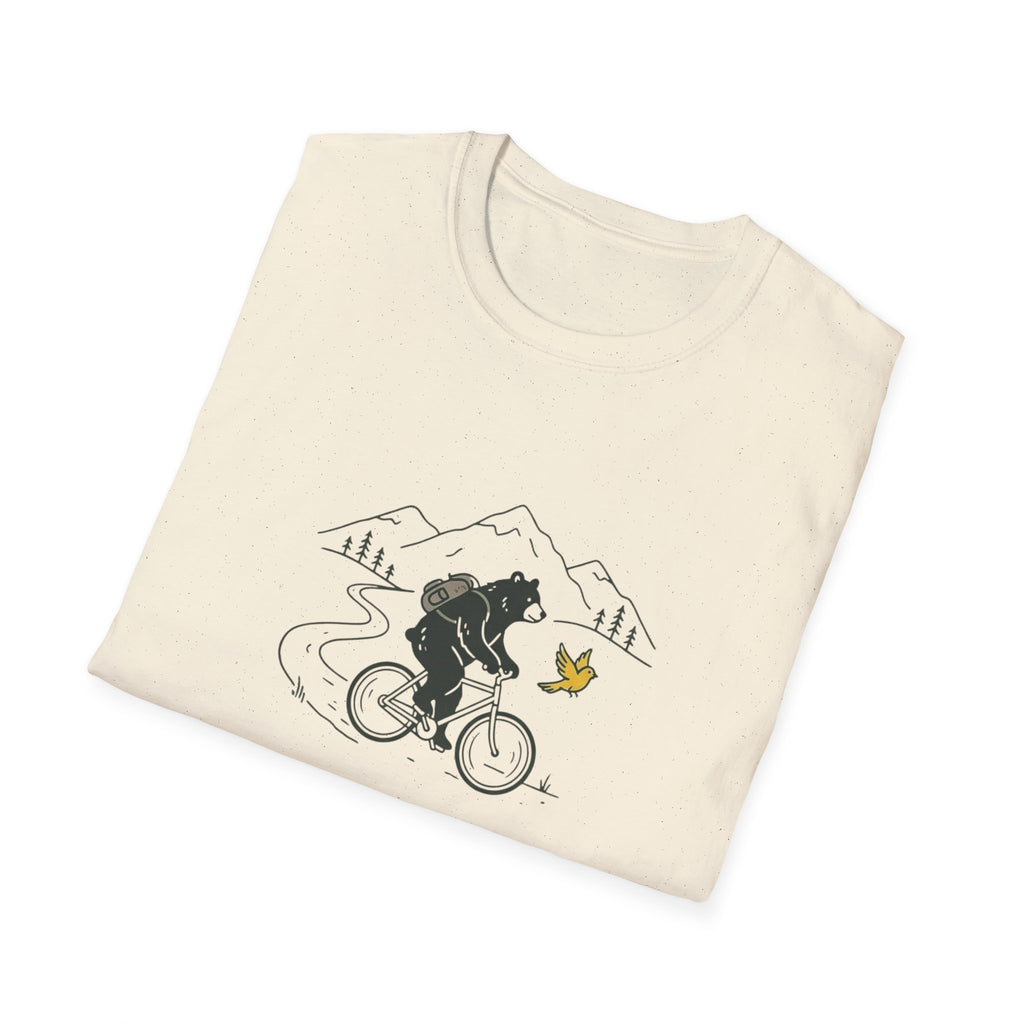Bear On Bike Trail Unisex Softstyle T-Shirt
