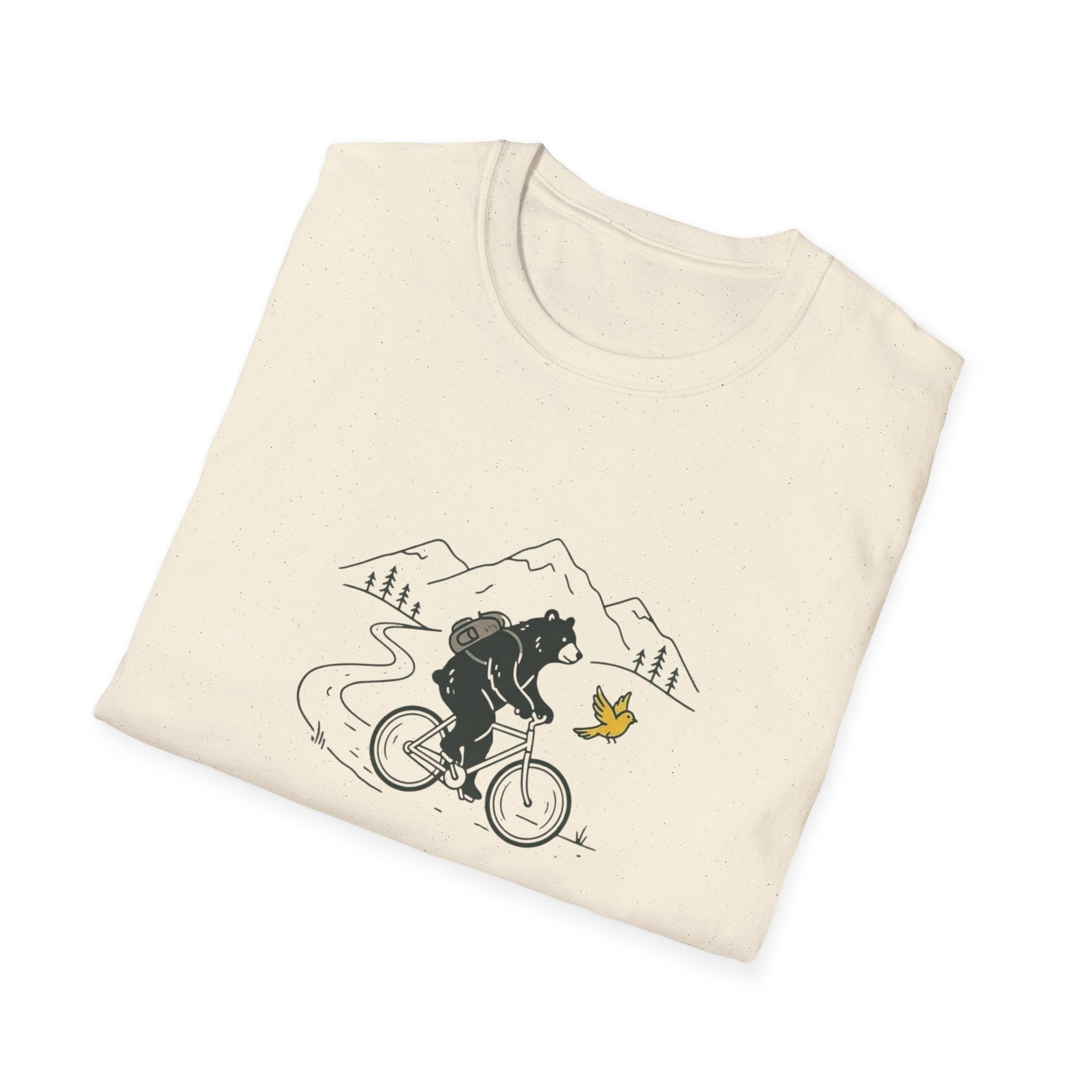 Bear On Bike Trail Unisex Softstyle T-Shirt