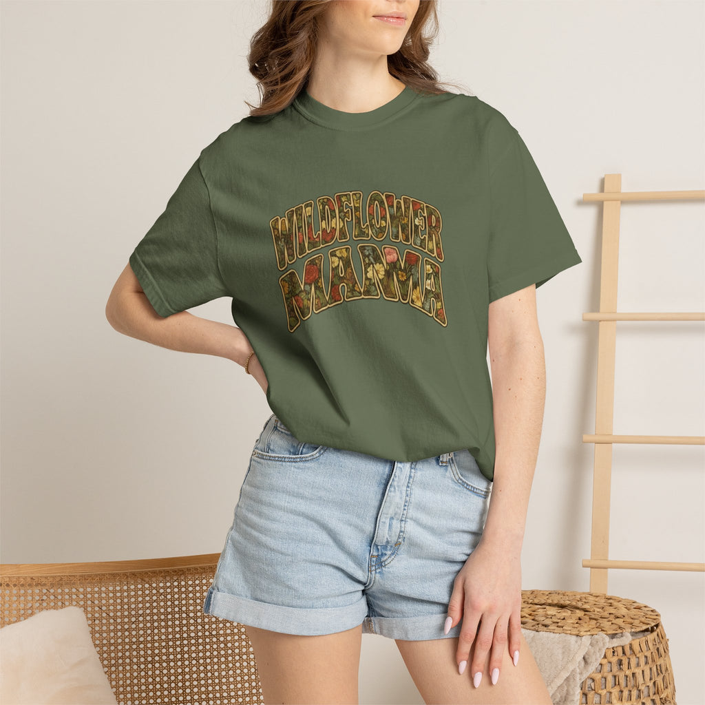 Wildflower Mama Retro Floral Design T-shirt