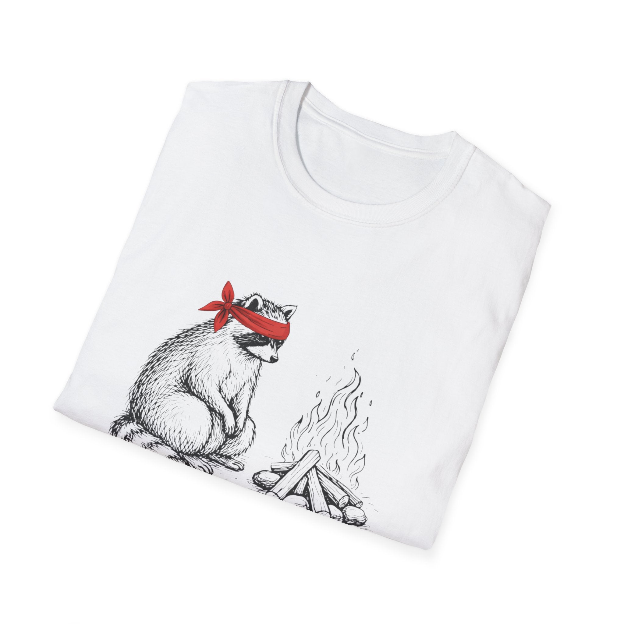 Raccoon Campfire Unisex Softstyle T-Shirt