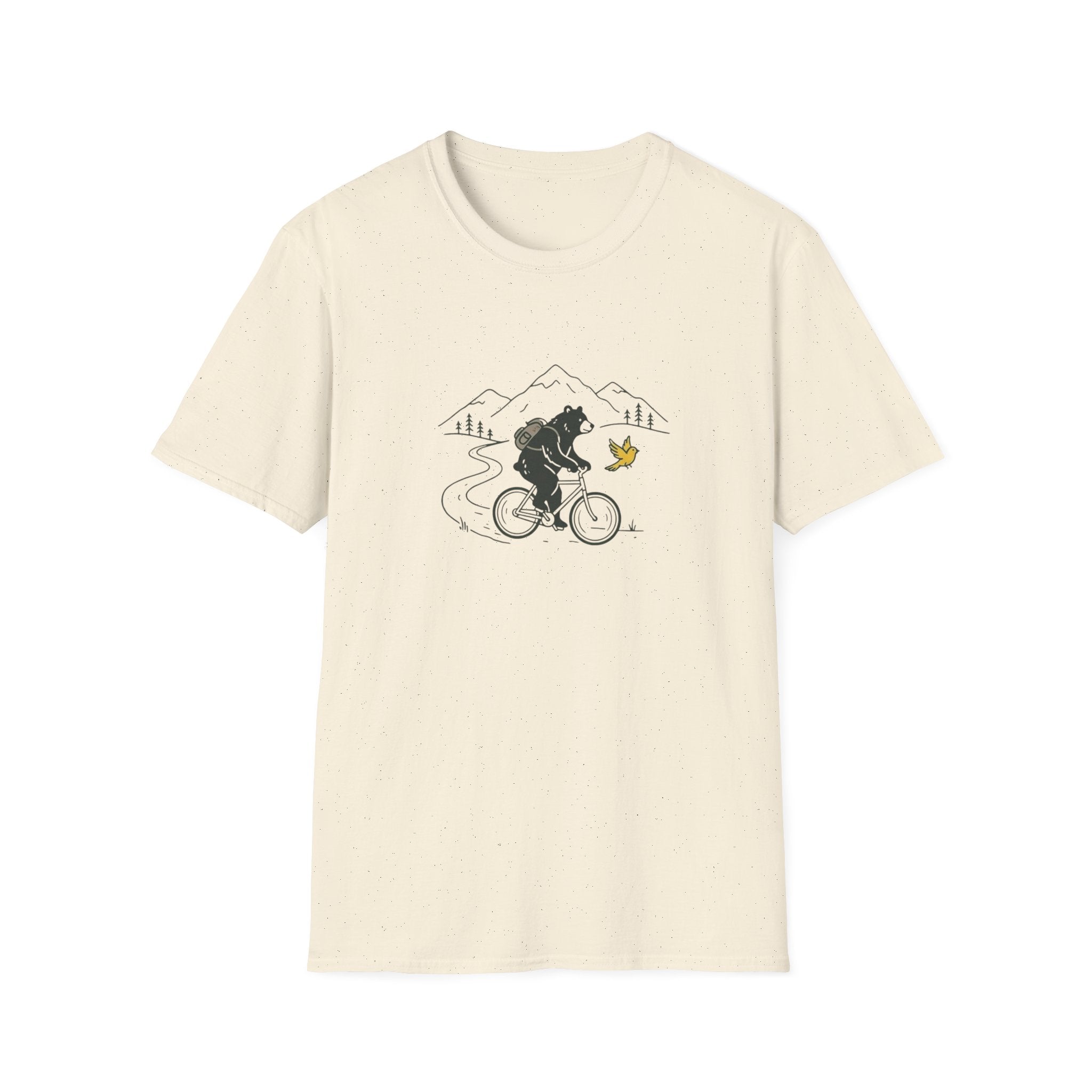 Bear On Bike Trail Unisex Softstyle T-Shirt