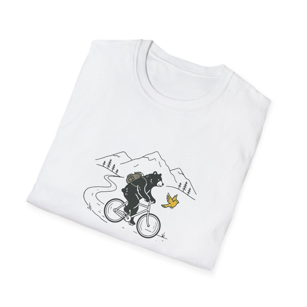 Bear On Bike Trail Unisex Softstyle T-Shirt