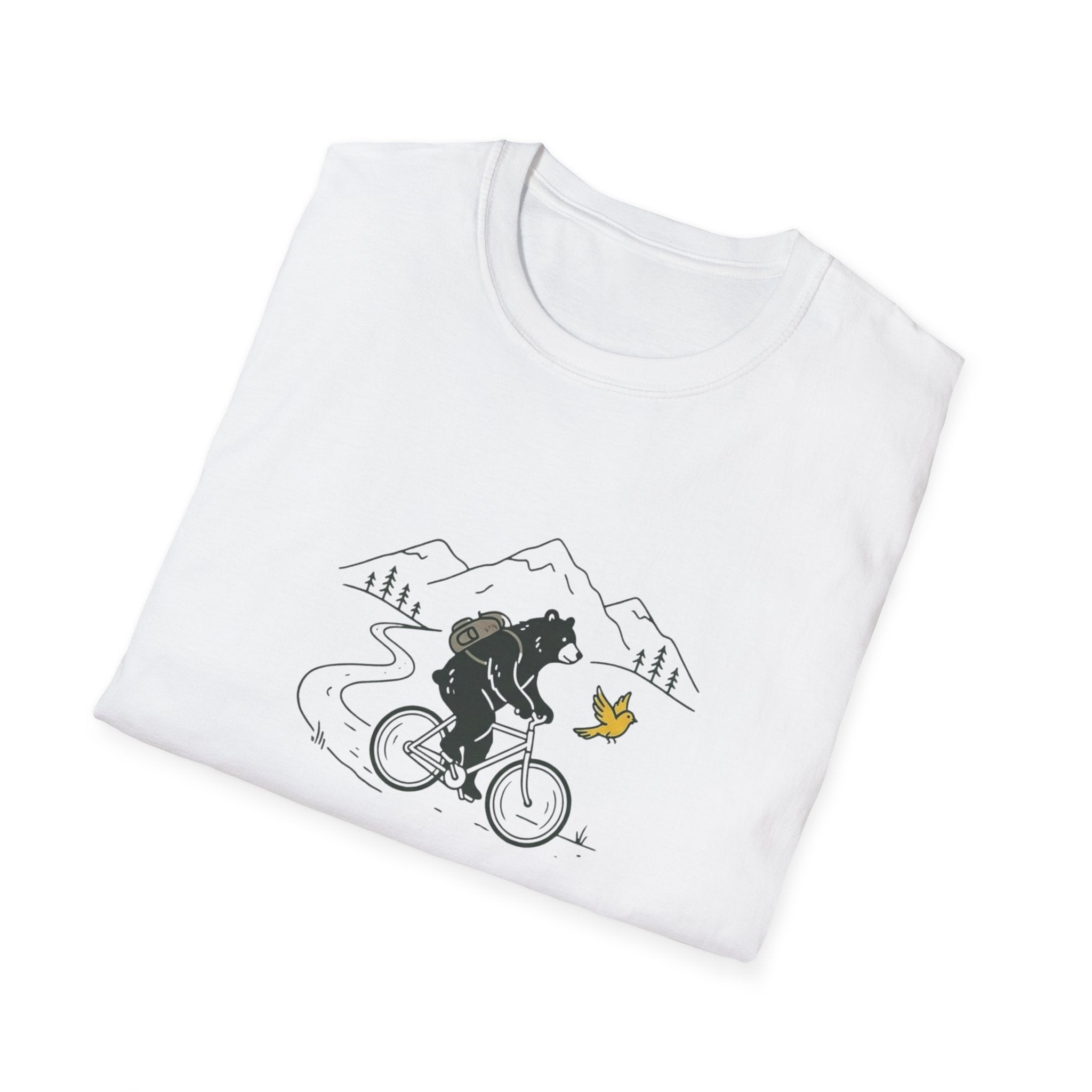 Bear On Bike Trail Unisex Softstyle T-Shirt