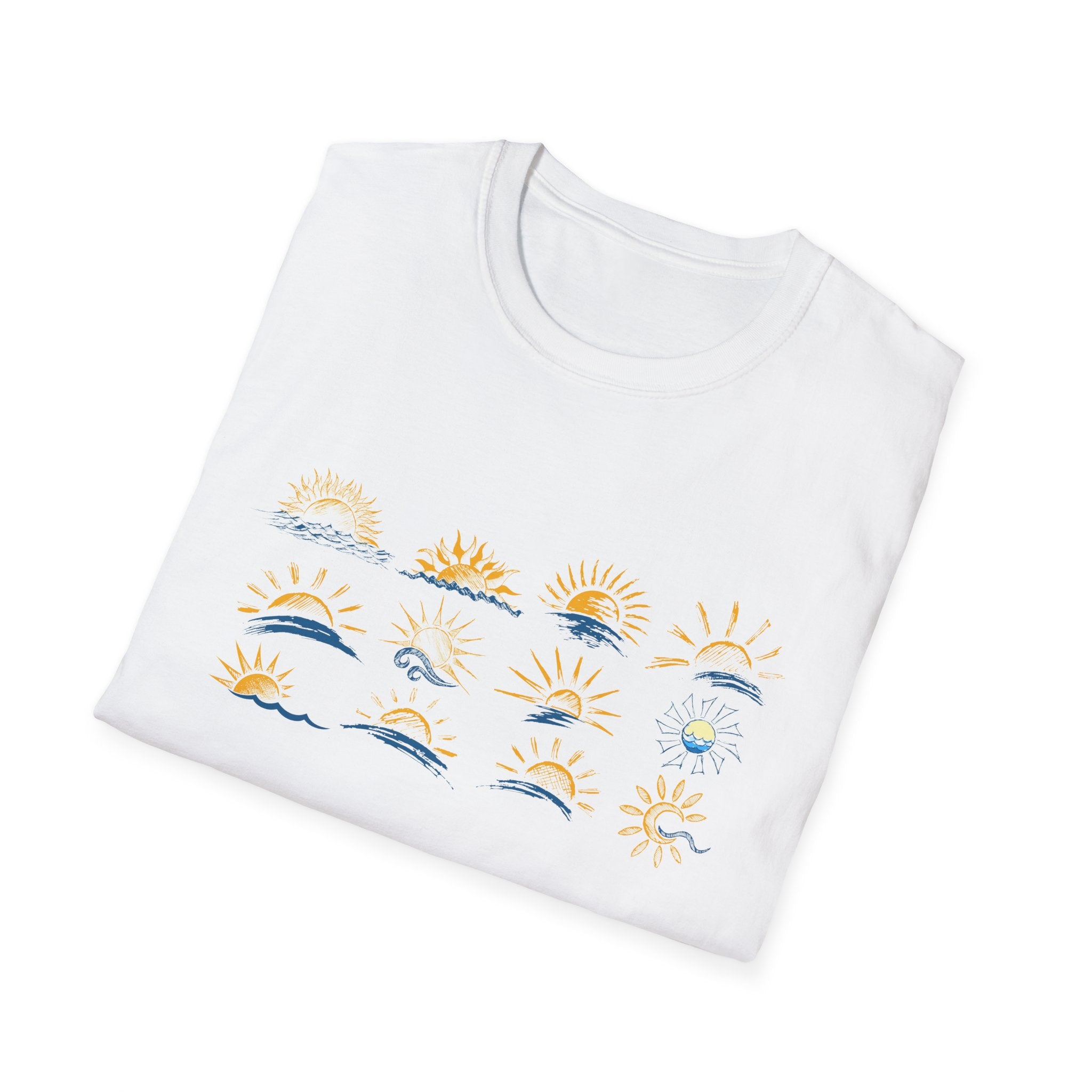 Sun and Waves Graphics Unisex Softstyle T-Shirt