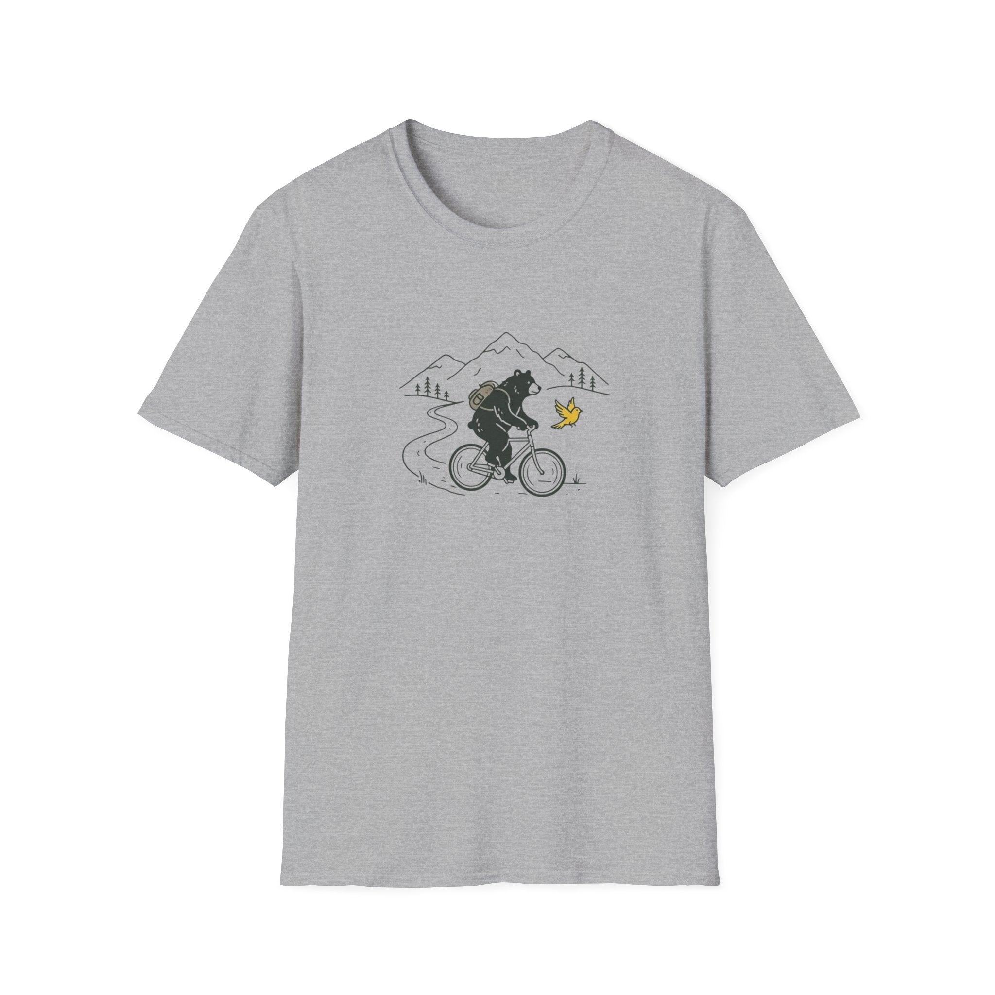 Bear On Bike Trail Unisex Softstyle T-Shirt