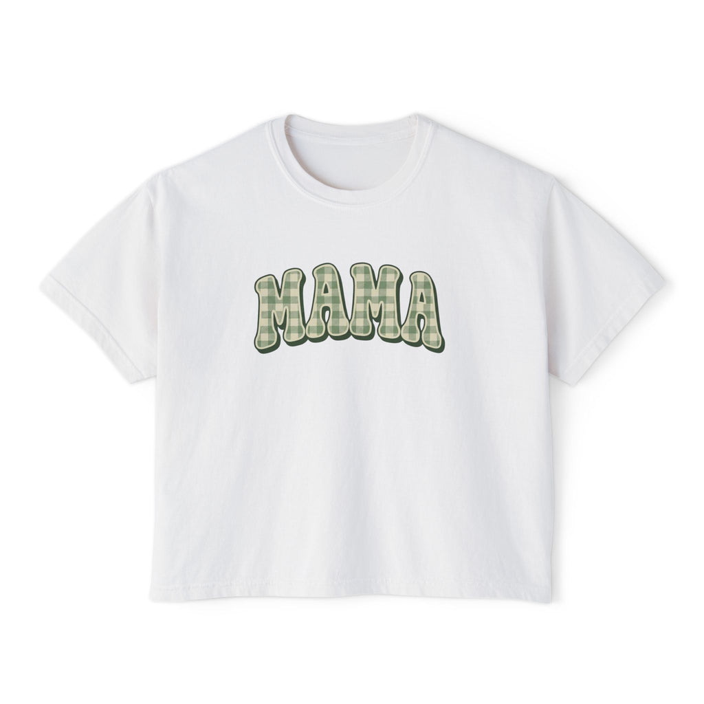 Retro Gingham style MAMA Women's Boxy Tee