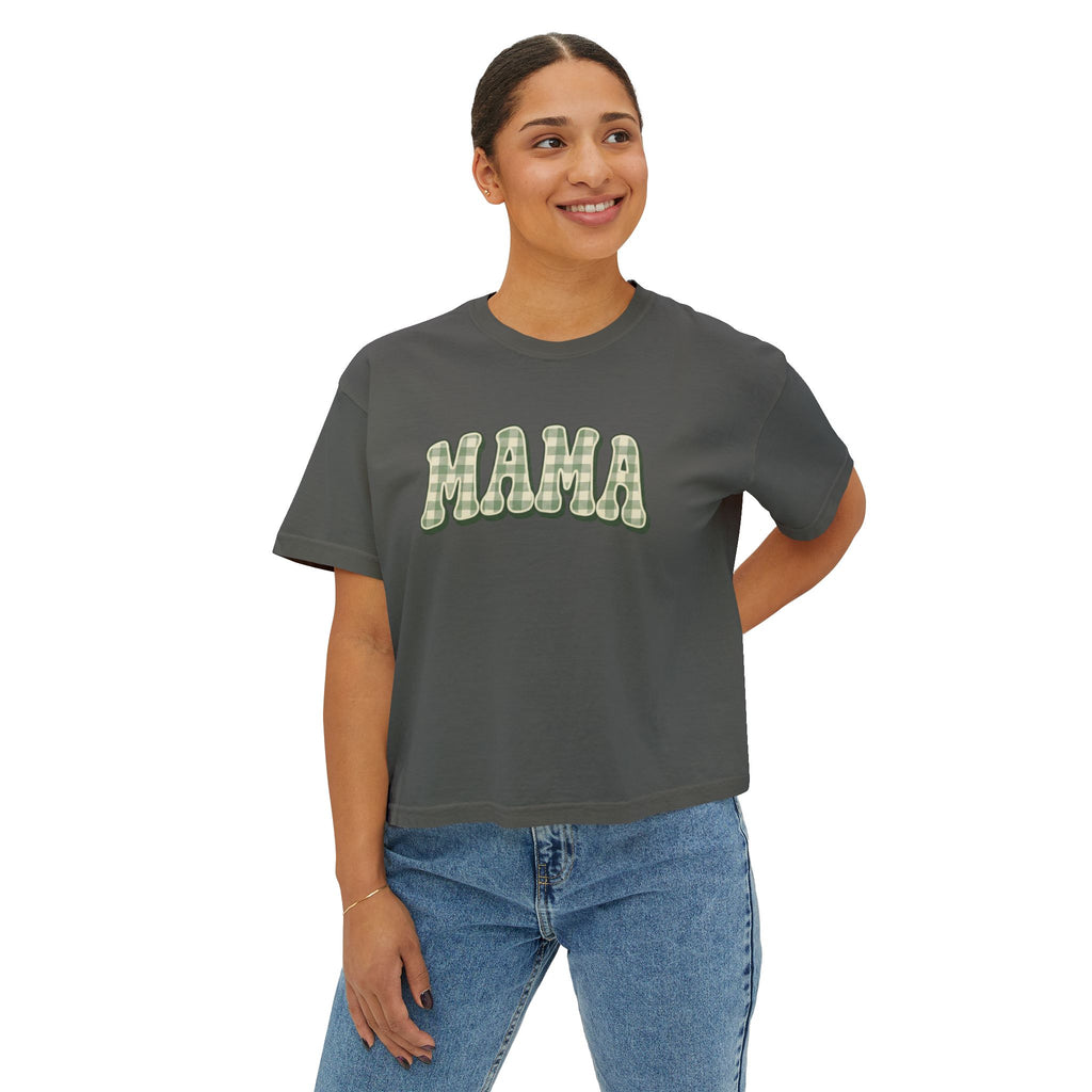 Retro Gingham style MAMA Women's Boxy Tee