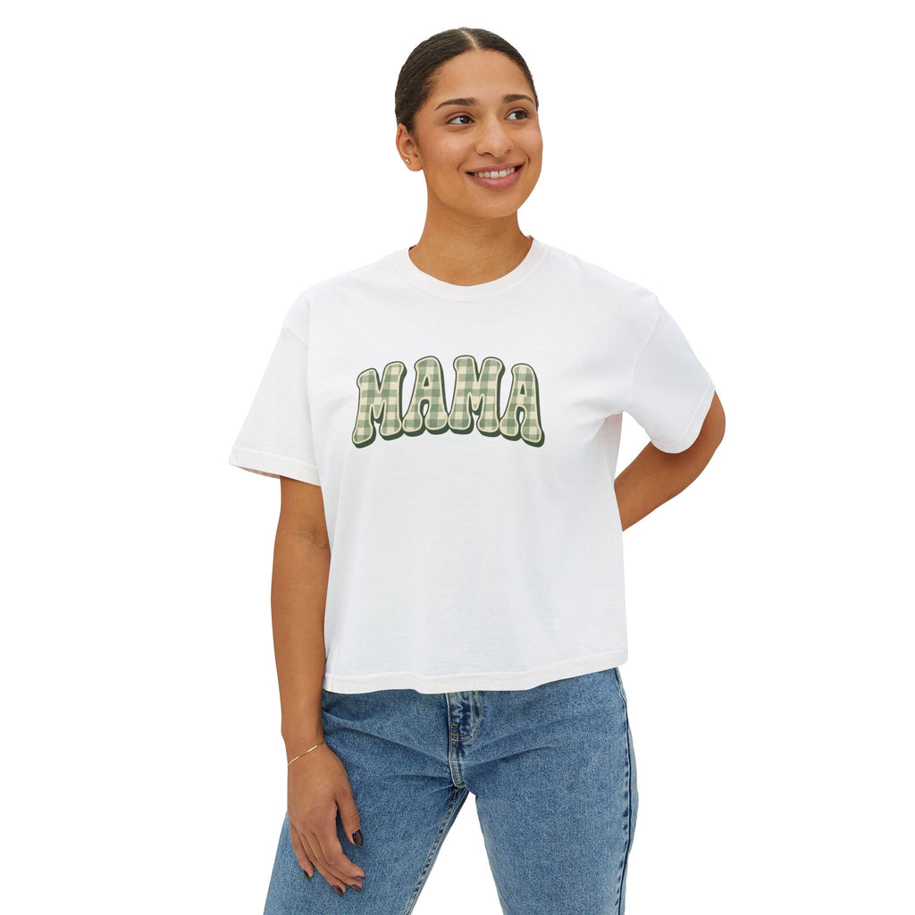 Retro Gingham style MAMA Women's Boxy Tee