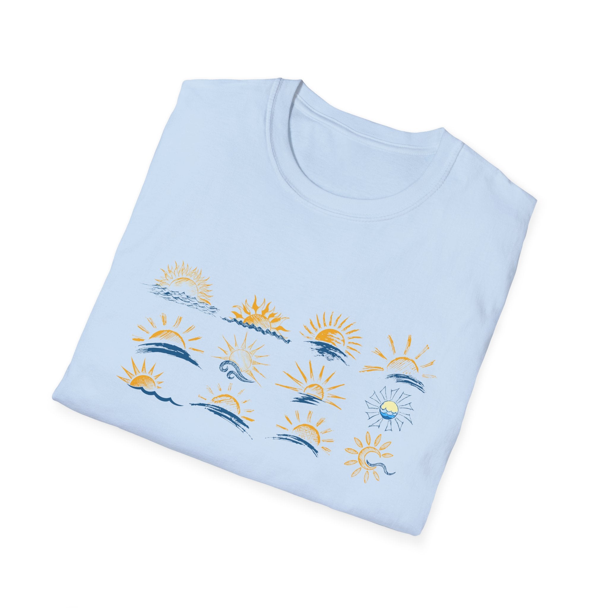 Sun and Waves Graphics Unisex Softstyle T-Shirt