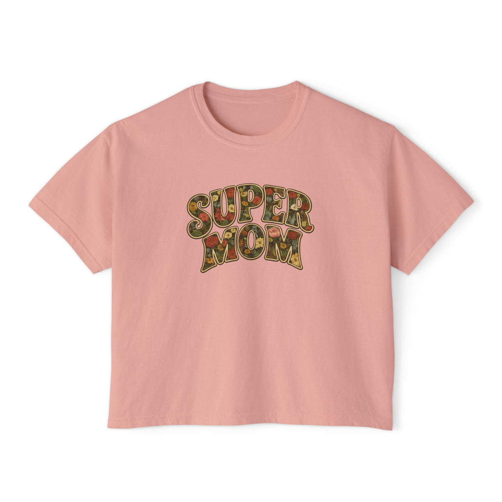 Super Mom Floral Design Women's Boxy Tee