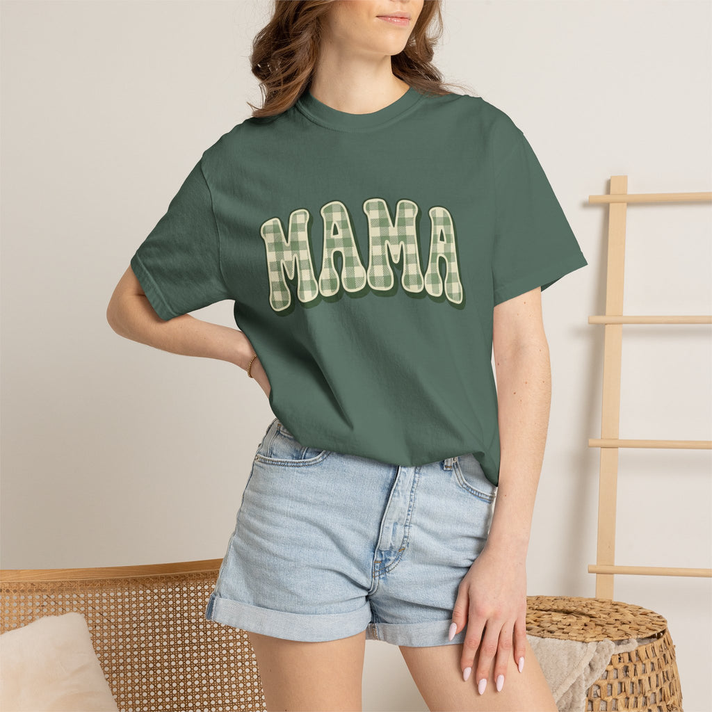 Mama Retro Gingham Graphics Unisex Garment-Dyed T-shirt
