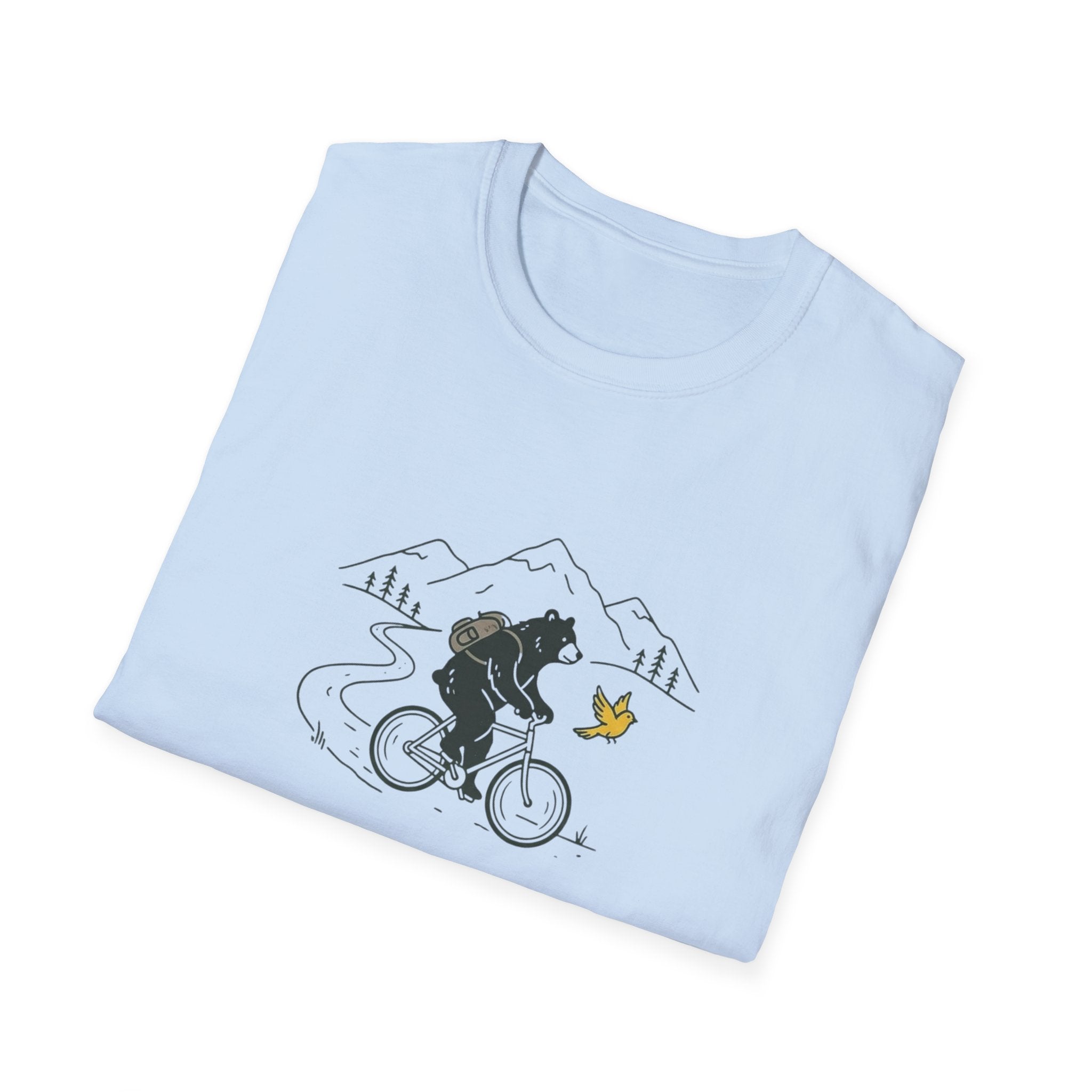 Bear On Bike Trail Unisex Softstyle T-Shirt
