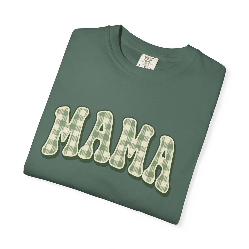 Mama Retro Gingham Graphics Unisex Garment-Dyed T-shirt