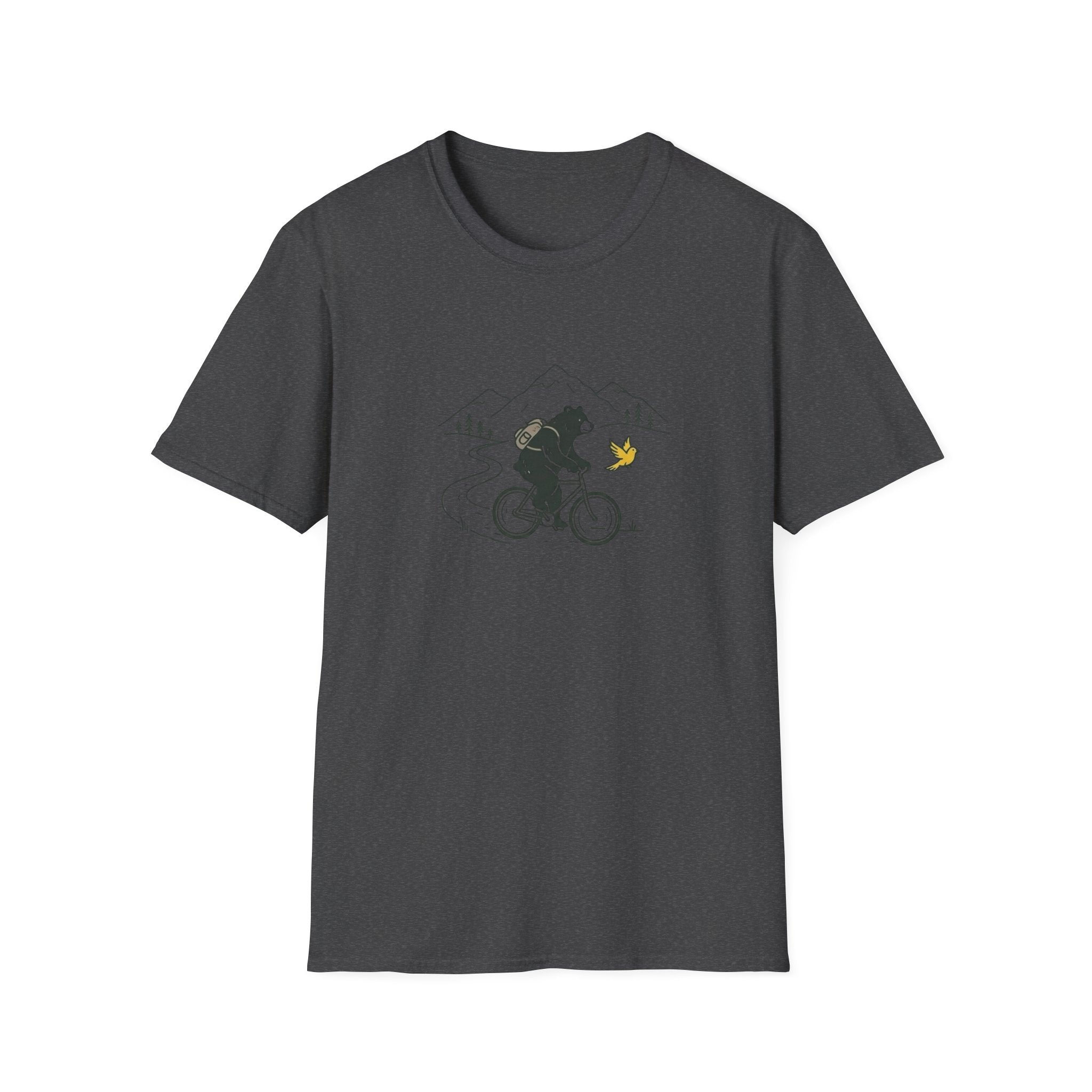 Bear On Bike Trail Unisex Softstyle T-Shirt