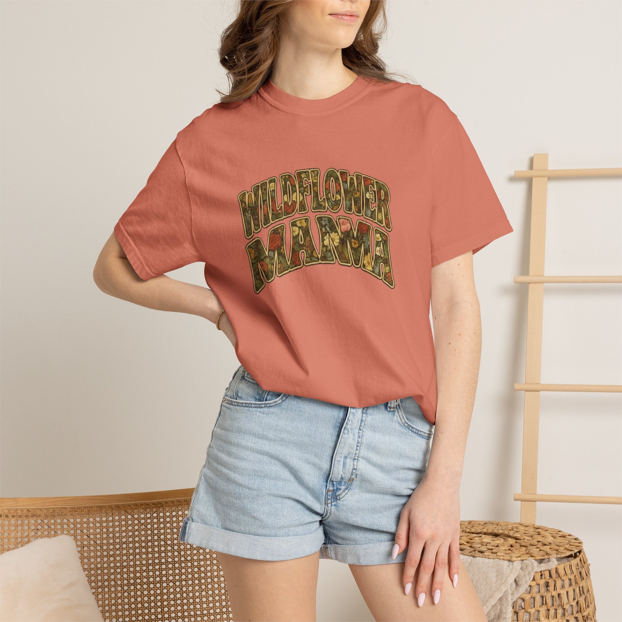 Wildflower Mama Retro Floral Design T-shirt