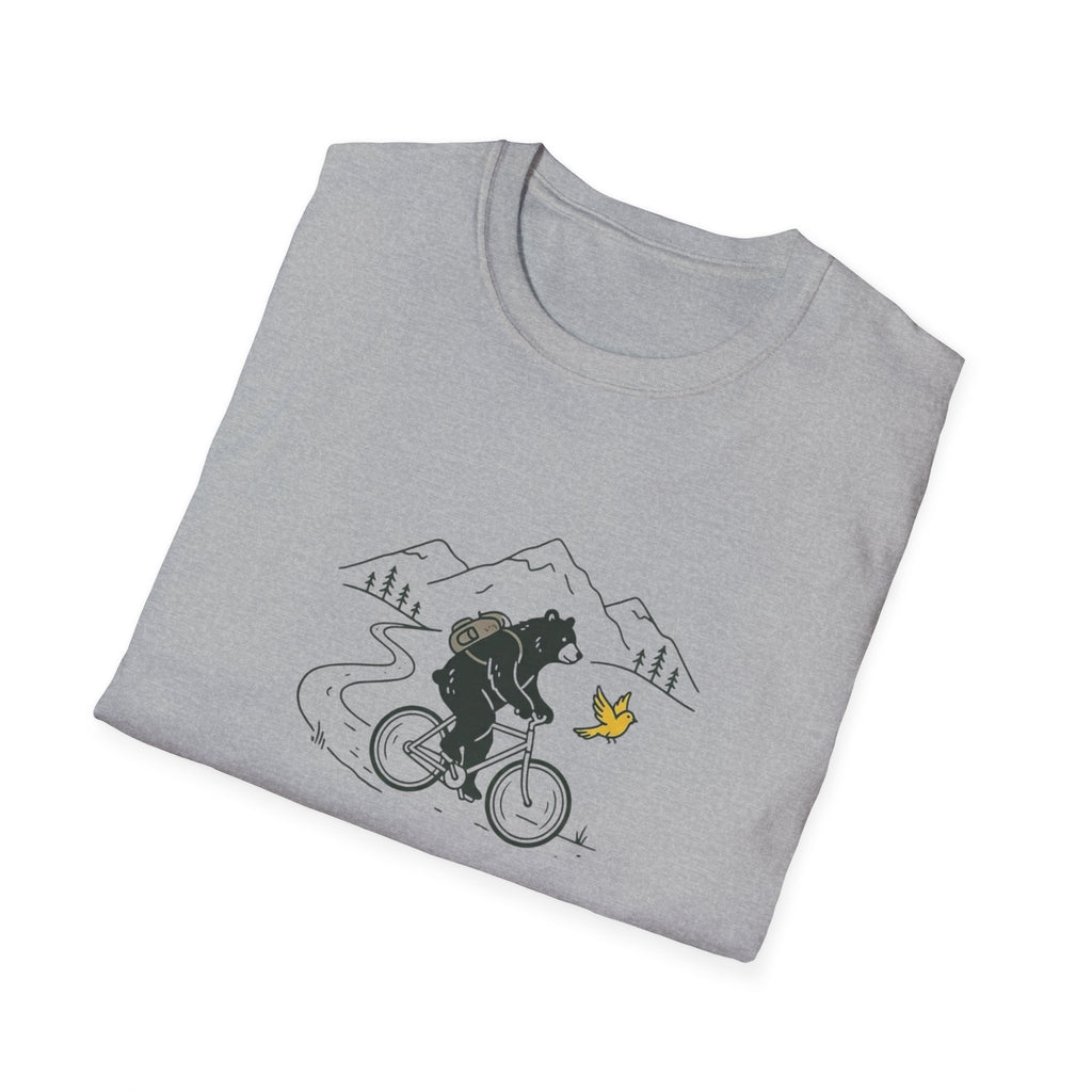Bear On Bike Trail Unisex Softstyle T-Shirt