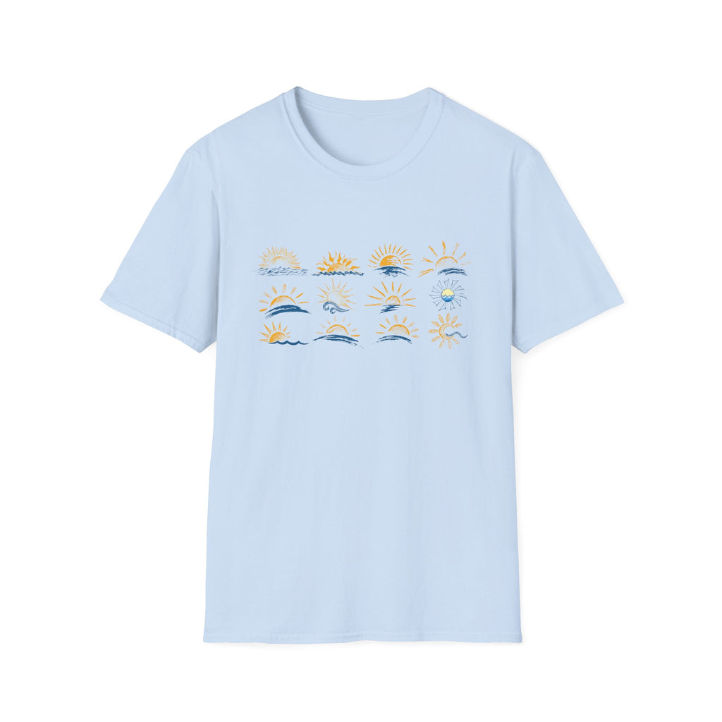 Sun and Waves Graphics Unisex Softstyle T-Shirt