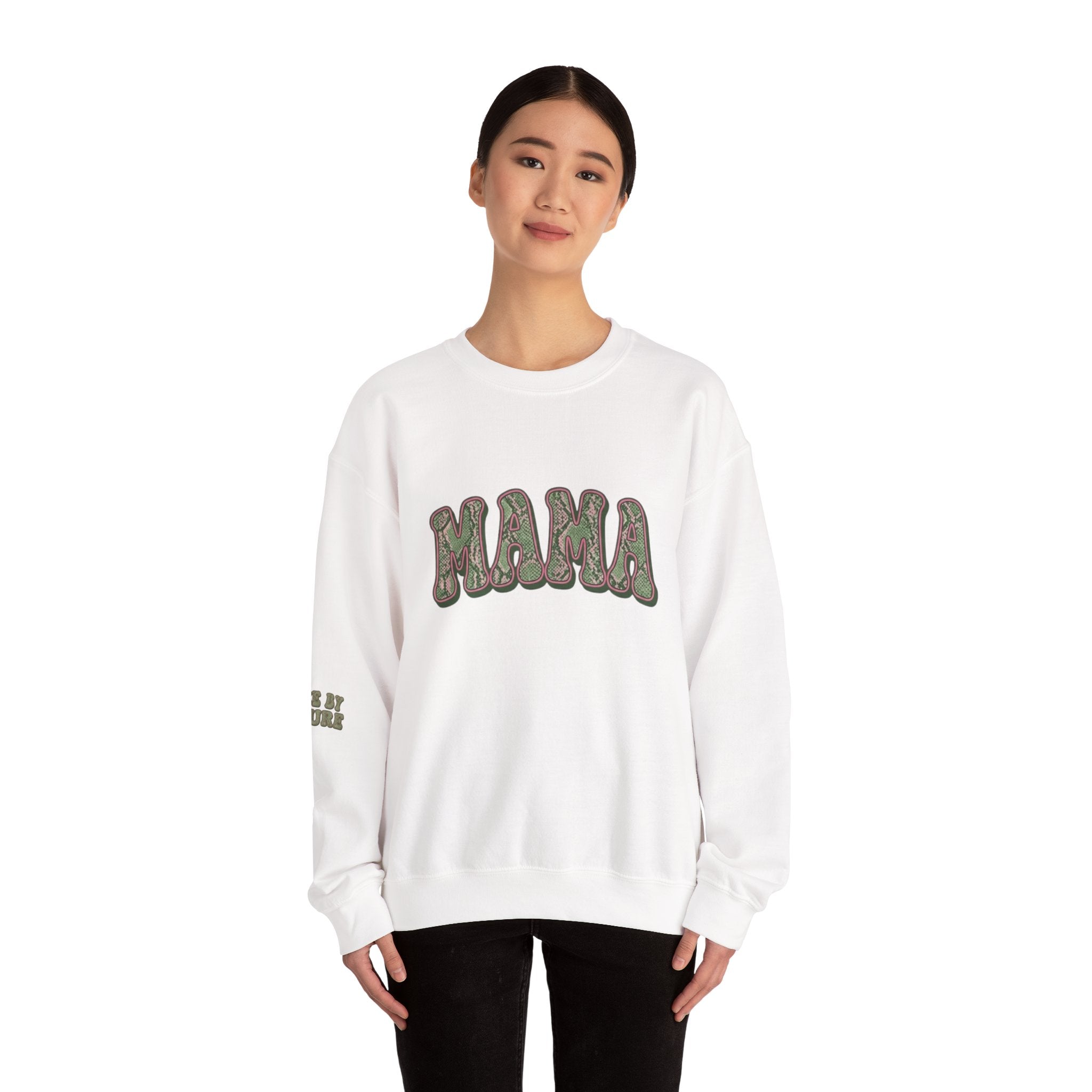 Mama "Fierce By Nature" Snake Skin Unisex Heavy Blend™ Crewneck Sweatshirt